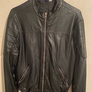 Black Mens Leather Jacket (Size: Small)